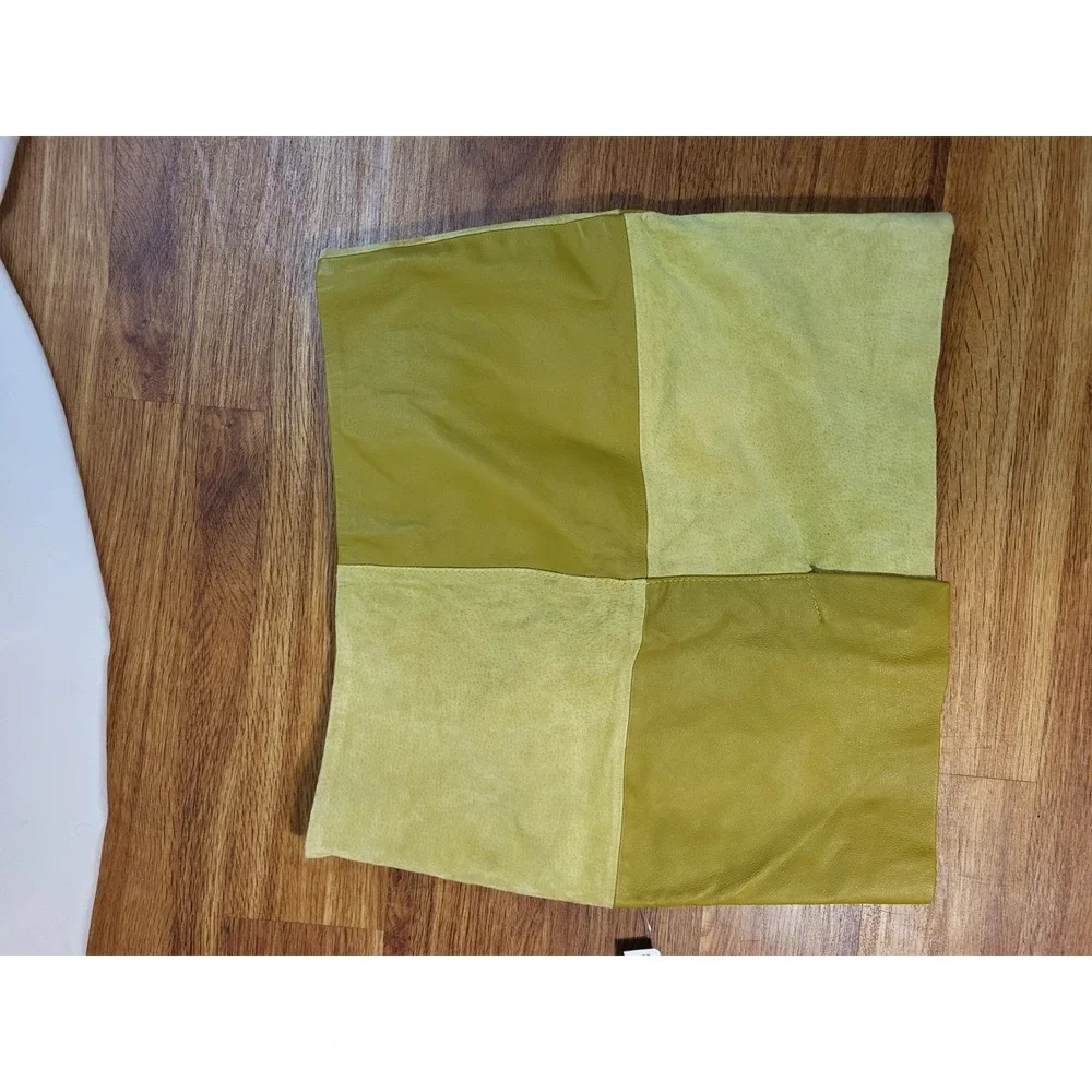 Vintage Forever 21 Mustard Yellow Leather Patchwork Mini Skirt Size M